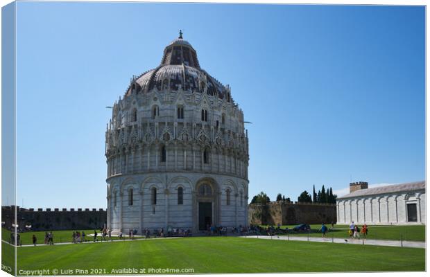 Pisa Baptistery Battistero di San Giovanni on a summer day Canvas Print by Luis Pina