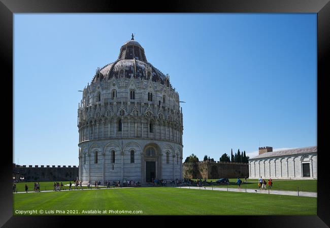 Pisa Baptistery Battistero di San Giovanni on a summer day Framed Print by Luis Pina