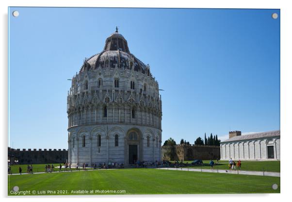 Pisa Baptistery Battistero di San Giovanni on a summer day Acrylic by Luis Pina