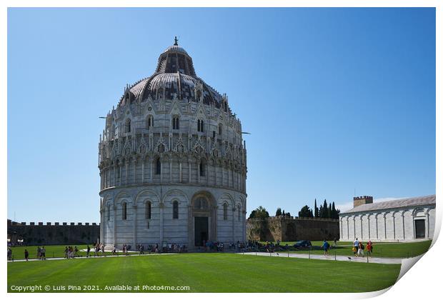Pisa Baptistery Battistero di San Giovanni on a summer day Print by Luis Pina
