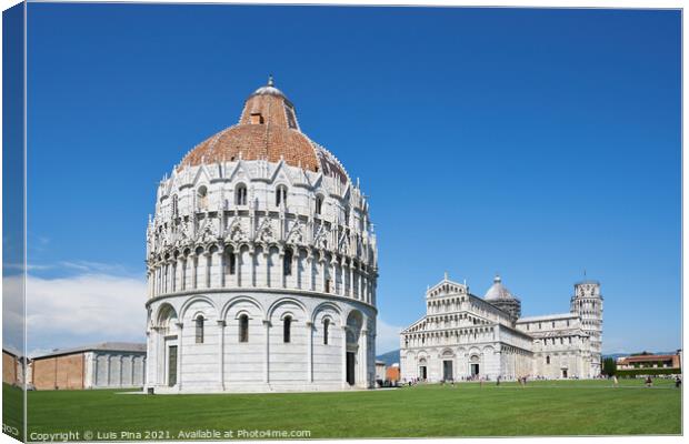Pisa Cathedral and Pisa Baptistery Battistero di San Giovanni on a sunny day Canvas Print by Luis Pina