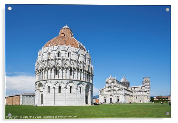 Pisa Cathedral and Pisa Baptistery Battistero di San Giovanni on a sunny day Acrylic by Luis Pina