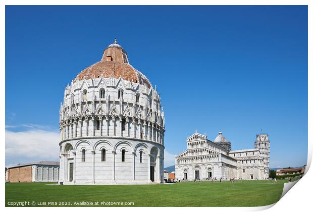 Pisa Cathedral and Pisa Baptistery Battistero di San Giovanni on a sunny day Print by Luis Pina