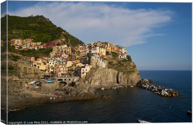 Manarola View at Sunset in Cinque Terre Canvas Print by Luis Pina