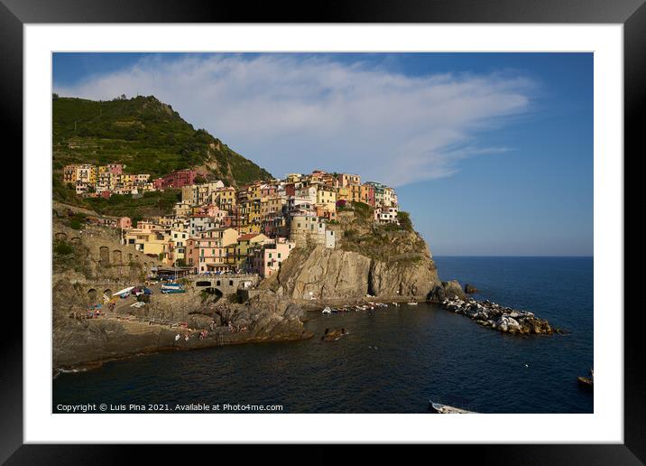 Manarola View at Sunset in Cinque Terre Framed Mounted Print by Luis Pina