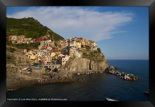 Manarola View at Sunset in Cinque Terre Framed Print by Luis Pina