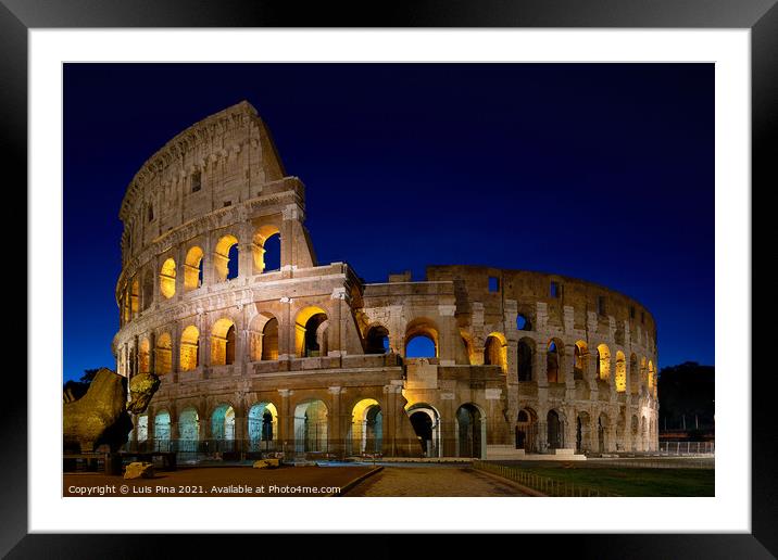 Coliseum in Rome at night Framed Mounted Print by Luis Pina