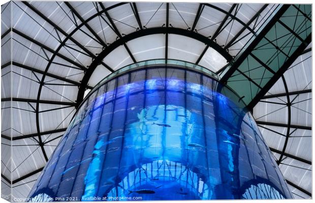 Aquarium inside Radisson Hotel Sea Life in Berlin Canvas Print by Luis Pina