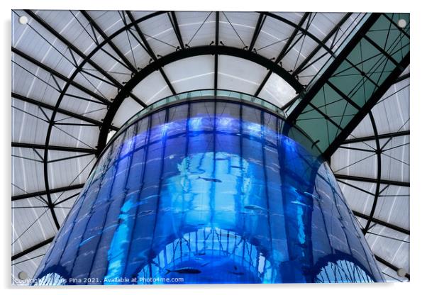 Aquarium inside Radisson Hotel Sea Life in Berlin Acrylic by Luis Pina