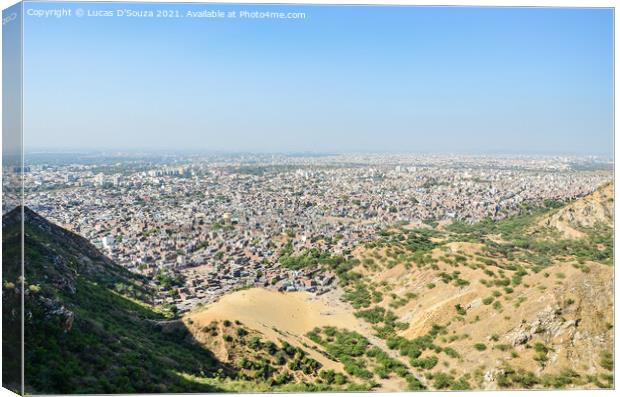 View of Jaipur city from Nahargarh fort in Rajasthan, India Canvas Print by Lucas D'Souza
