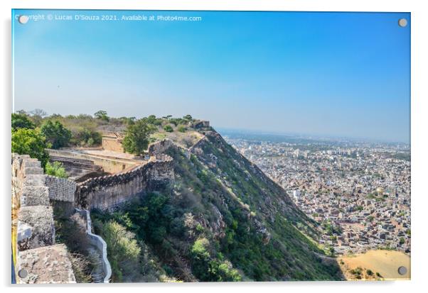 View of Jaipur city from Nahargarh fort in Rajasthan, India Acrylic by Lucas D'Souza