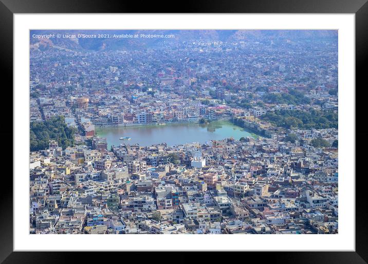 View of Jaipur city from Nahargarh fort in Rajasthan, India Framed Mounted Print by Lucas D'Souza