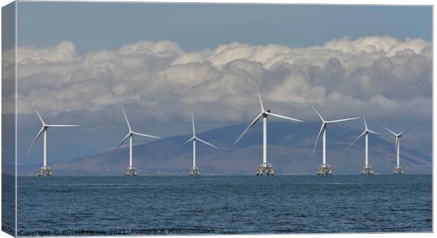 Offshore windfarm of east coast of Britain  Canvas Print by Russell Finney