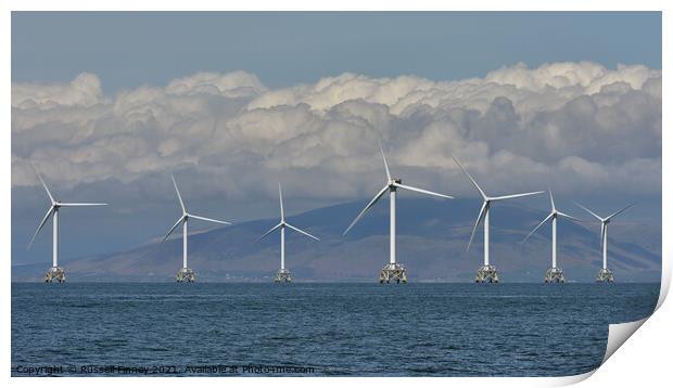 Offshore windfarm of east coast of Britain  Print by Russell Finney