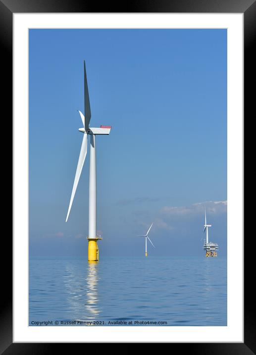 Wind farm of east coast of England Framed Mounted Print by Russell Finney