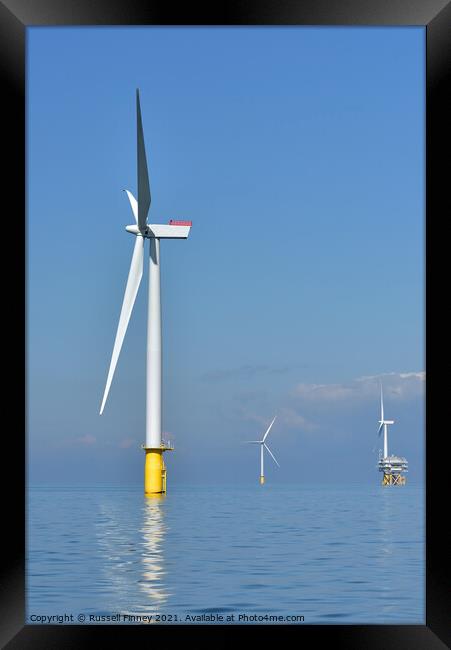 Wind farm of east coast of England Framed Print by Russell Finney