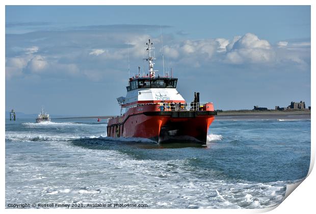 Offshore windfarm supply vessels Print by Russell Finney
