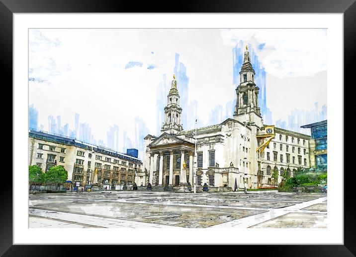 Millennium Square Leeds - Sketch Framed Mounted Print by Picture Wizard