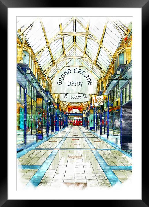 Grand Arcade Leeds - Sketch Framed Mounted Print by Picture Wizard