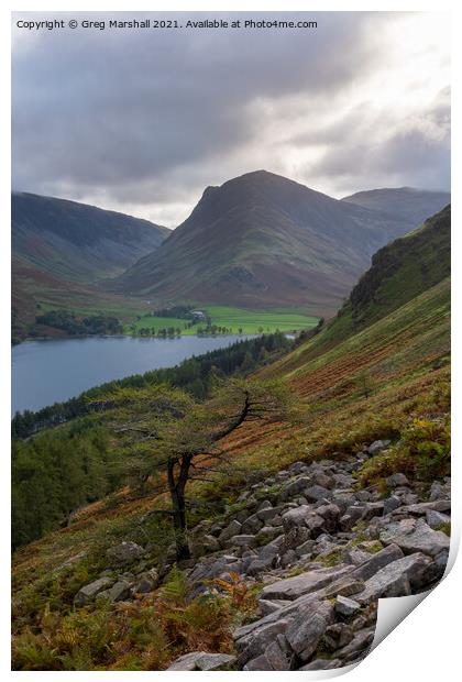 Buttermere, Fleetwith Pike and Dale Head Lake District Print by Greg Marshall