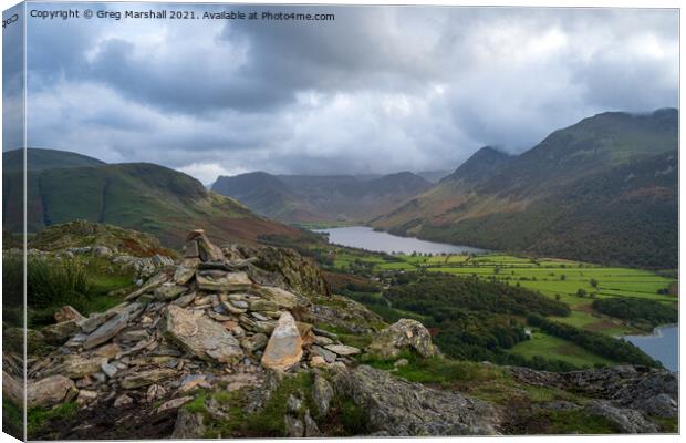 Buttermere Valley, Fleetwith Pike and Hay Stacks from rannerdale  Canvas Print by Greg Marshall