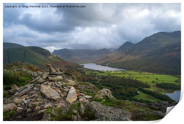 Buttermere Valley, Fleetwith Pike and Hay Stacks from rannerdale  Print by Greg Marshall