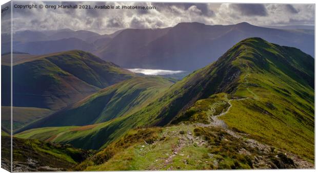 Hiking in Buttermere in The Lake District Canvas Print by Greg Marshall