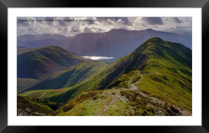 Hiking in Buttermere in The Lake District Framed Mounted Print by Greg Marshall