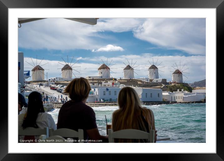 Windmills of Mykonos. Framed Mounted Print by Chris North
