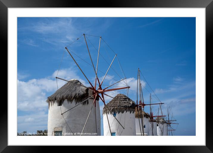 Windmills of Mykonos. Framed Mounted Print by Chris North