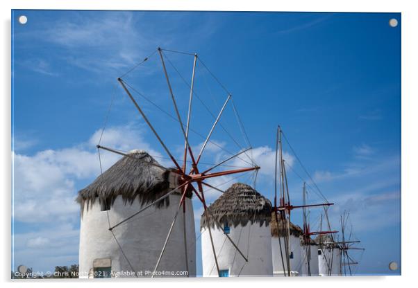 Windmills of Mykonos. Acrylic by Chris North