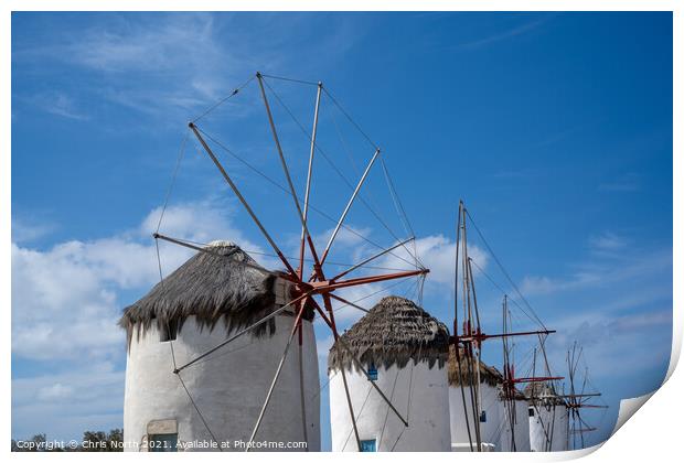 Windmills of Mykonos. Print by Chris North