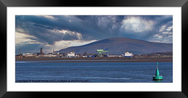 Barrow-in-Furness and the Piel Channel Framed Mounted Print by Russell Finney