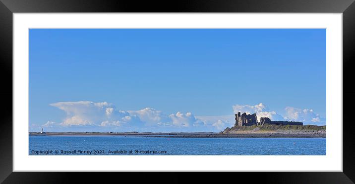 Barrow-in-Furness and the Piel Channel Castle and light house Framed Mounted Print by Russell Finney