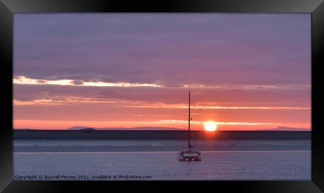 Sunset in Barrow-in-Furness and the Piel Channel  Framed Print by Russell Finney