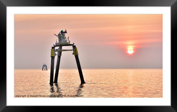Sunset over Barrow-in-Furness and the Piel Channel  Framed Mounted Print by Russell Finney