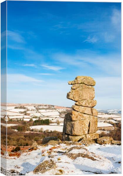 Bowerman's Nose, in winter, Dartmoor Canvas Print by Justin Foulkes