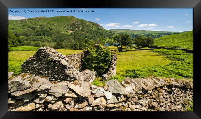 Ruined Barn, Rydal Water Lake District Framed Print by Greg Marshall