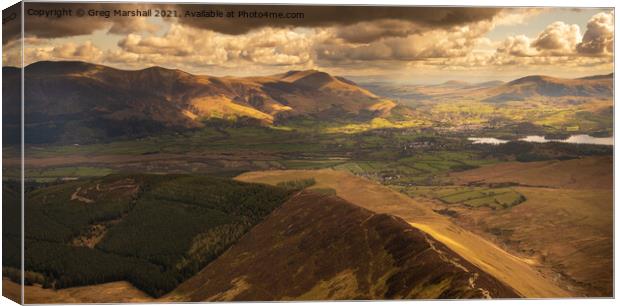 Keswick, Derwent Water, Skiddaw, Blencathra in The Canvas Print by Greg Marshall