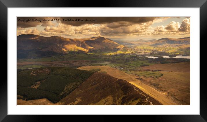 Keswick, Derwent Water, Skiddaw, Blencathra in The Framed Mounted Print by Greg Marshall