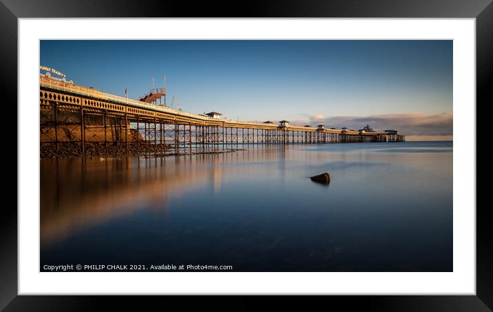 Llandudno pier with the sunrise on it 617  Framed Mounted Print by PHILIP CHALK