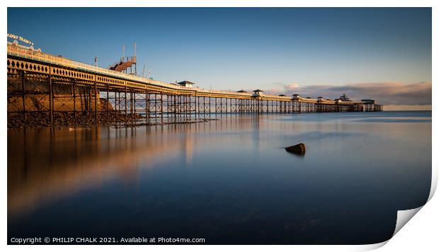 Llandudno pier with the sunrise on it 617  Print by PHILIP CHALK