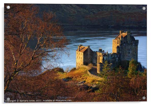 Majestic Eilean Donan Castle on Loch Duich Acrylic by Barbara Jones