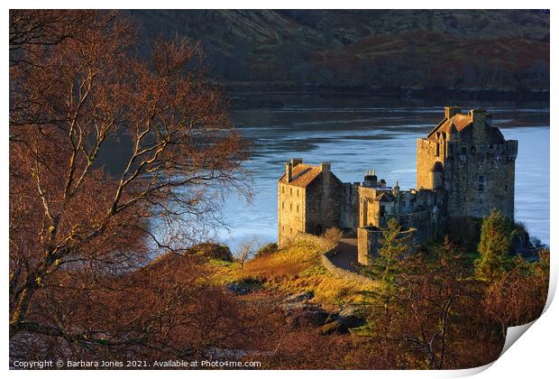 Majestic Eilean Donan Castle on Loch Duich Print by Barbara Jones