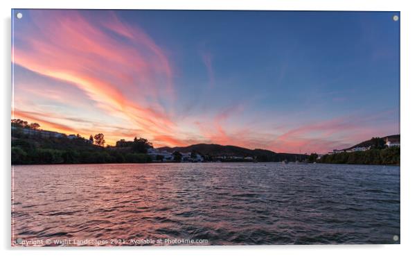 Sunet On The Rio Guadiana Acrylic by Wight Landscapes