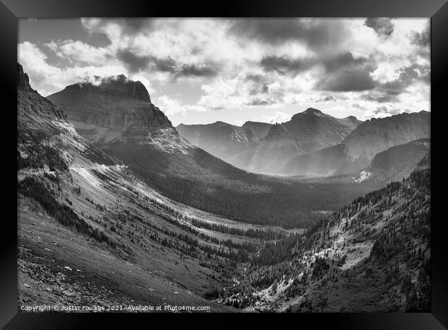 The St Mary valley, Glacier National Park, Montana Framed Print by Justin Foulkes