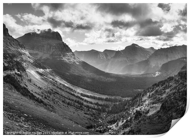 The St Mary valley, Glacier National Park, Montana Print by Justin Foulkes