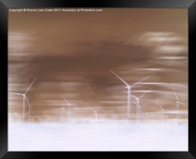 ghostly wind turbines Framed Print by Sharon Lisa Clarke