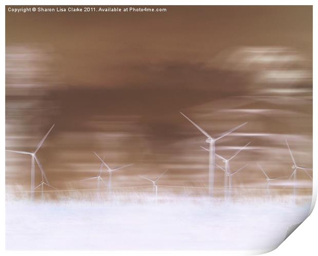 ghostly wind turbines Print by Sharon Lisa Clarke