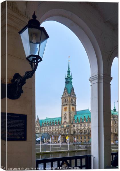 Hamburg City Hall Rathaus on a cloudy day Canvas Print by Luis Pina